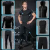 Men's Tight Sports Suit Gym Fitness Compression Tracksuit Running Sport Set Jogging Sportwear Workout Sports Clothing Rash Guard Y1221