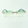 Zweireihige Designer-Diamant-Sonnenbrille 3524026 mit blaugrünen Holzbeinen, Direktverkauf, Größe: 56-18-135 mm