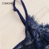 Colrovie Navy Easy Lace Lingerie Set Women Woments Sexy Sets 2019 underwire bra braileds panty sety inferwear set y200708