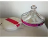 1PCS Transparent Acrylic Pink Refillable Castle Style Powder Puff Box Make up Loose Container Jar Jewel Case