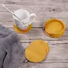 Creative PU Leather Marble Coaster Drink Coffee Cup Mat Tea Pad Placemats Table Pad Holder Black White Chic Decoration 6PCS 201123