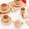 Talheres de madeira ferramentas de chá xícara de chá xícara de chá Teatime jogar brinquedo boneco de bonecas miniatura cozinha acessórios para crianças brinquedos LJ201009