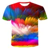 Camisetas masculinas impressão 3D camiseta de verão casual manga curta moda splash tinta avançada camiseta colorida