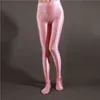 Transparent glansiga strumpbyxor Yoga Leggings Smooth High midja Women Pants Capris Sexig Se genom Seam Workout Leggings H1221