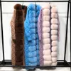 YOLOAgain inverno caldo donna con cappuccio naturale procione vera pelliccia di volpe cardigan maglione X-lungo 120-125 201120