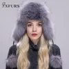 ビーニー/スカルキャップ2021本物の毛皮の帽子冬の女性のアライグマ犬の爆撃機ロシアUshanka Trapper Snowスキー帽子キャップ