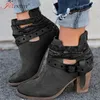 Winter Women Fashion Casual Ladies Martin Boots Suede Leather Buckle shoes High heeled zipper Snow boot Y200915