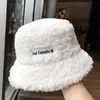 2021ソリッドカラーラムの毛皮のバケツの帽子の冬の暖かいテディベルベットの帽子女性のための厚いパナマ屋外漁師の帽子帽子y220301
