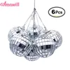 Décorations de Noël Amawill 6pcs Ornements de boule 3cm 5cm Mini Disco Miroir Décoration d'arbre de Noël Faveur et cadeau 8D1