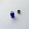 Wholesale 10ml Mini Blue Glass e Liquid Bottles with Black Cap Sealing up small Jars 24pcs/lot
