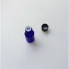 En gros 10 ml Mini verre bleu e bouteilles liquides avec bouchon noir scellant de petits bocaux 24 pcs/lot