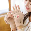 Women's Faux Wool Gloves Knitting Cute Warm Fingerless Thicken Women Winter Outdoor Christmas Snowman1