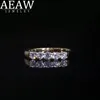AEAW 18K GUL GOLD 0.1ct 3mm Totalt 0,5ctw DF Round Cut EngagementWedding Moissanite Lab Growd Diamond Band Ring för kvinnor