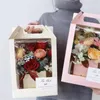 Boîtes d'emballage de Bouquet de fleurs en PVC Transparent haut de gamme, boîte d'emballage en papier Kraft à transporter à la main, boîte d'emballage cadeau 1278j
