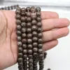 4 6 8 10 12mm Perle de pierre naturelle Brown Flocon de neige Perle d'obsidienne ronde Perles d'espacement en vrac pour les résultats de fabrication de bijoux Bracelet à bricoler soi-même H jllOIm