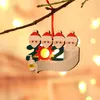 2020 Karantina Noel Süslemesi Parlayan Noel Ağacı Dekorasyonu Ahşap Şanslı Aile 1 ila 5 Noel Kolye Özelleştir