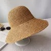 Yaz modası Straw Hat Lady Yaz Güneş Şapk Visor Kapan Panama Stil Kova Kapağı Strawhat Plaj şapkası Açık Kız Kapağı Y200602