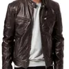 UK Uomo in pelle di agnello NERO MARRONE 2019 New Fashion Uomo Inverno Warm Slim Fit Zipper Biker Jacket Coat Streewear C1103