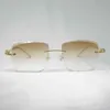 2022 Fabriks grossist NYT Vintage Diamond Cut Solglasögon Leopard Style Oversized Gafas retro nyanser Män Glasögon för körning Rimless Accessory Eyewear