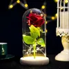Роза длится вечно со светодиодными огнями в стеклянный купол День Святого Валентина свадьба годовщина на день рождения подарки вечеринка украшения 5 цветов Бесплатная доставка