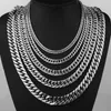 6/8/10/12/14mm wide Stainless Steel Cuban Miami Chains Necklaces Big Heavy Flat Link Chain for Men Hip Hop Rock jewelry 24"