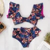 Sexy V Neck Strap Ladies Bikini High Waist Strappy Swimsuit Fashion Summer Beach Bikini Ruffled Swimsuit5187486