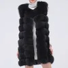Natural para colete feminino longos casacos de pele real casaco fox colete jaqueta 201214
