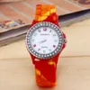 Classic Cystal Women Geneva Watches Diamond watch decoration silicone Colorful camouflage Color strap Wristwatch Fashion Quartz Clock