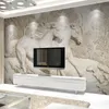 Benutzerdefinierte Wandtapete in jeder Größe, 3D-geprägtes weißes Pferd, Wohnzimmer, Schlafzimmer, Sofa, Fernseher, Heimdekoration, Hintergrund