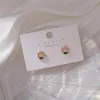 Orecchini a bottone con delicati fiori in resina con micro pavé di orecchini a cerchio per le donne, piccoli pendientes alla moda coreana, regali di compleanno