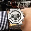 Neue 44 mm Miyota Quarz-Chronograph-Herrenuhr, weißes Zifferblatt, schwarzes Hilfszifferblatt, Stoppuhr, Edelstahlarmband, Stoppuhr, Saphir-Sportuhren, PureTime B16B 1