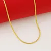 Pendanthalsband 1 2mm 24K Pure Gold Color Chains Halsband Snake Chain för män Kvinnor lyxiga bröllop smycken hög kvalitet 1224s