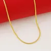 Pendanthalsband 1 2mm 24K Pure Gold Color Chains Halsband Snake Chain för män Kvinnor lyxiga bröllop smycken hög kvalitet1243y