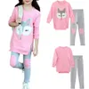 Leggings garment Set Lovely Girl 2-Piece Long Sleeve Jacket Pants Clothes For Twins Girls Disfraz Baby nias 2 8 aosX1019