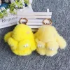 Fur Brelok 10 CM Luksusowe Prawdziwe Futro Mink Mini Cute Bunny Rabbit Torba Uchwyt Urok Pompon Samochód Brelok Brelok Akcesoria 220228