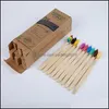 Disposable Toothbrushes Bath Supplies El Home & Garden Eco Soft Bamboo Toothbrush 10 Pcs Rainbow Color Kraft Case Package Ecological Flat Ha