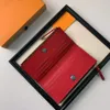 Carteras de dama de alta calidad diseñador de moda de cuero genuino monedero largo con cremallera monedero titular de la tarjeta Bolso de embrague de lujo para mujeres M61276 Adele flor marrón