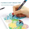 Dupla dica pincel penas 60 cores exclusivas lettering caneta marcadores escova fineliner dicas perfeitas para colorir arte doodling mão lettering 201155