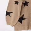 Camisola de outono das mulheres Pentagram estrela tricotada V-pescoço manga comprida solta japão mulher suéteres feminino pulôveres vd31001 201130