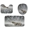 4pcs Elephant impermeable burbujas de poliéster cortina de baño de baño cubierta de tope de baño alfombra de piso de piso con 12 ganchos 201023192802