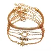 Collegamento, catena YO Bracciali Braccialetti Bangles Bead Heart Charm Set Gioielli Regali per le donne Star Bohemian Gold Color Link Metallo