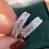 Choucong Unieke Gloednieuwe Luxe Sieraden 925 Sterling Zilver Princess Cut White Topaz CZ Diamond Gemstones Eternity Women Wedding Band Ring