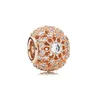 925 Sterling Silver Charm Rose Gold Floral Heart Beaded Pärlor för Pandora Armband Kvinnor Mode Smycken