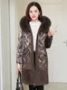 Kobiety Fur Faux Owce Prawdziwe Kobiece Long Vintage Shearing Duck Jacket Kobiety Odzież 2021 Koreański Z Kapturem W dół Coat 919273