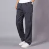 Mężczyźni 2021 Lato Light Grey Proste Spodnie Nogi Casual Multi-Kieszonkowy Bawełniane Khaki Szerokie Spodnie Nogi Plus Size Mężczyźni Cargo Spodnie M-5XL G0104