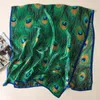 Sjalar Vintage Chic Fashion Peacock Feather Scarves Women Silk Cover Up Scarf Beach Travel Shawl1