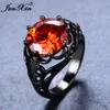 Maat 5-11 mannelijke vrouwelijke grote ronde rode ring mode zwart goud ring vintage trouwringen voor mannen en vrouwen sieraden