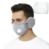 2 en 1 masque facial à valve avec cache-oreilles en peluche hiver masques de bouche chauds bouche-moufle oreillette masque de cyclisme en plein air avec 2pcs filtres CCB2698