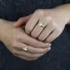 Novo Simple Opal Anel Jóias Branco Zircão Cúbico Pavimentado Cor de Ouro Coroa Forma Tiny Banda Anéis para Mulheres Casamento Jóias Dainty