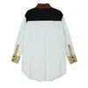 Women White Contrast Color Big Size Blouse New Lapel Long Sleeve Loose Fit Shirt Fashion Spring Autumn 1DA254 201201